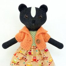 Orange fox girl, wool plush doll, handmade fabric fox toy