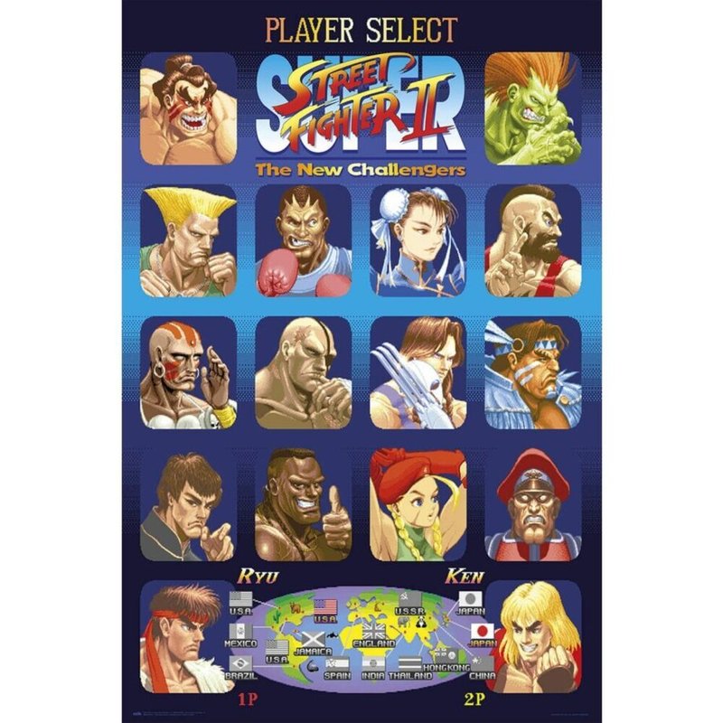 [Street Fighter] Retro second-generation casting screen imported poster/Street Fighter - โปสเตอร์ - กระดาษ สีน้ำเงิน