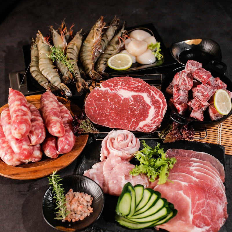 [Free shipping for Mid-Autumn BBQ] Enjoy Sea and Land Party Box for 5-6 people - Other - Fresh Ingredients Red