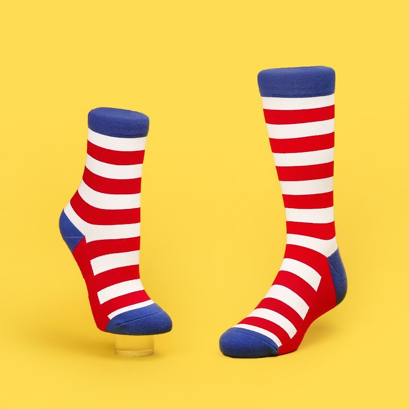 | 線條系 | 印花襪 - 尋找瓦利 - 襪子 - 棉．麻 紅色