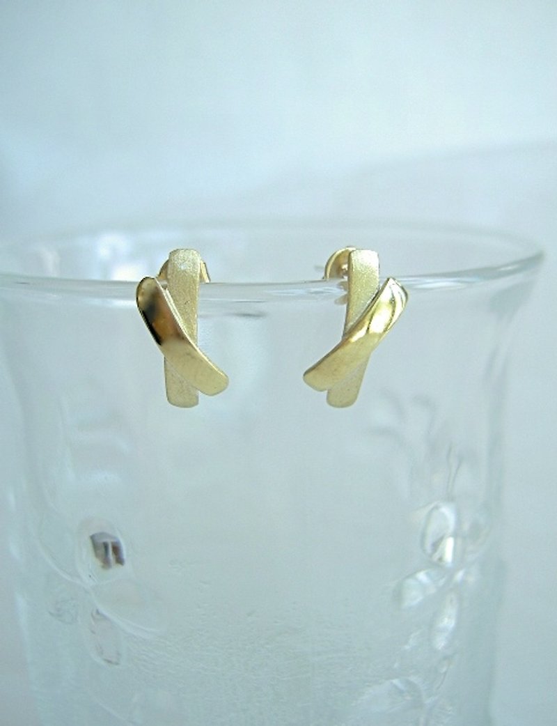 Cross earrings - ต่างหู - ทองแดงทองเหลือง สีทอง