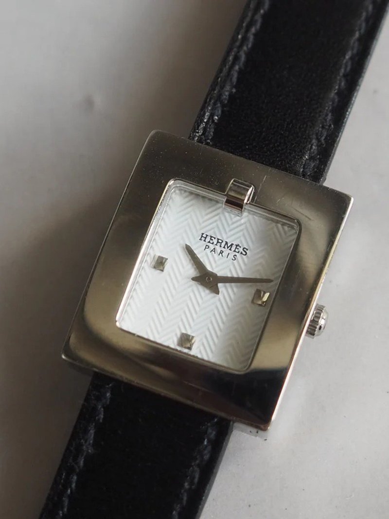 HERMÈS Belt Watch 愛馬仕 皮帶錶 銀色 黑色 白色 棕色 藍牛仔色 復古精品 - 女錶 - 不鏽鋼 銀色