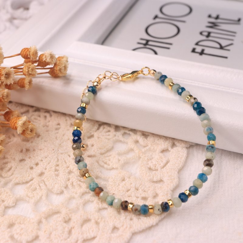 3 mm Azurite × 14K Gold Spacer Bracelet - Bracelets - Crystal 