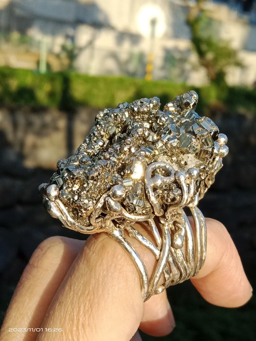 イエロー原石ハンドメイドシルバースターリングシルバーリング