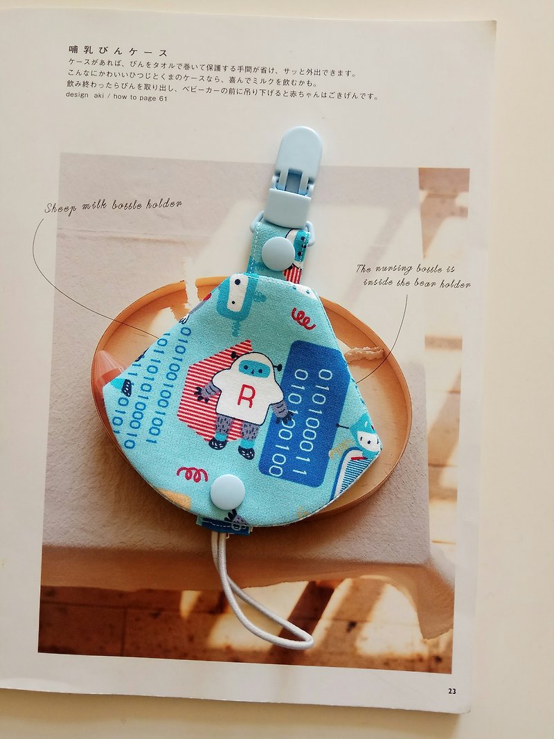 Robot two-in-one pacifier clip < nipple boot + pacifier clip> dual function - Bibs - Cotton & Hemp Blue