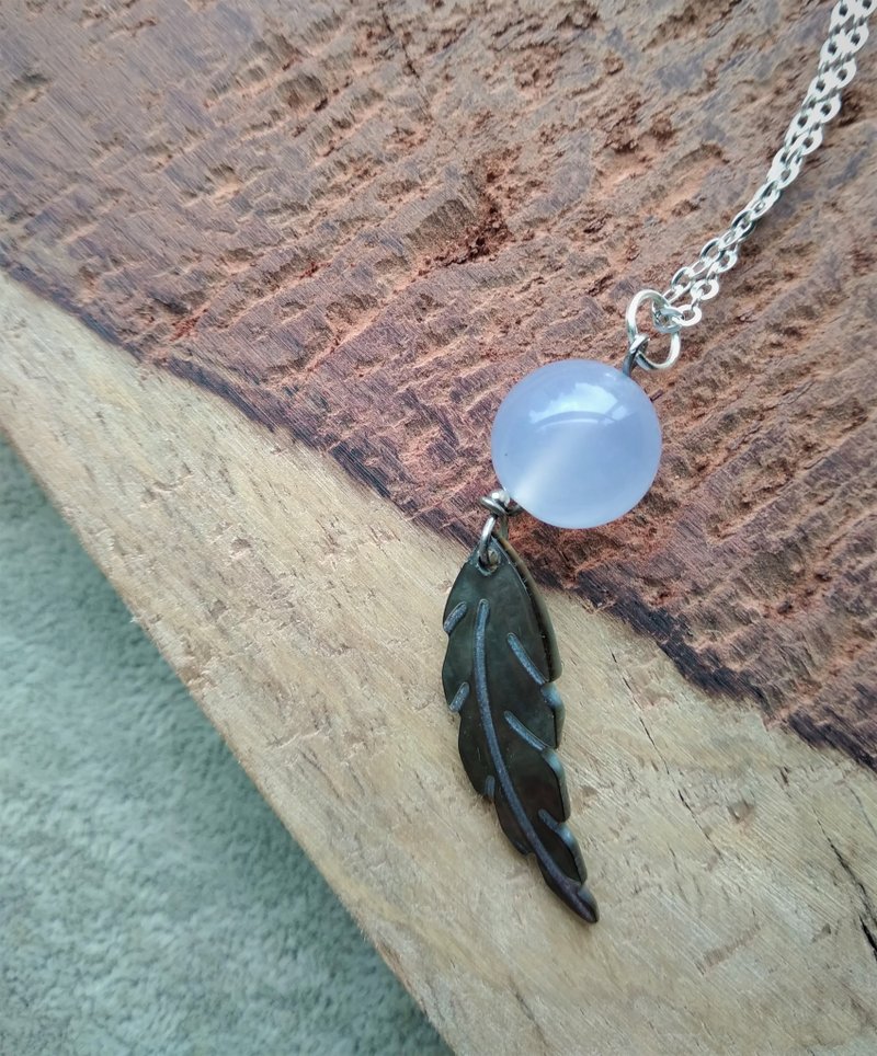 Blue chalcedony with motherpearl  925 silver necklace - สร้อยคอทรง Collar - เครื่องเพชรพลอย 