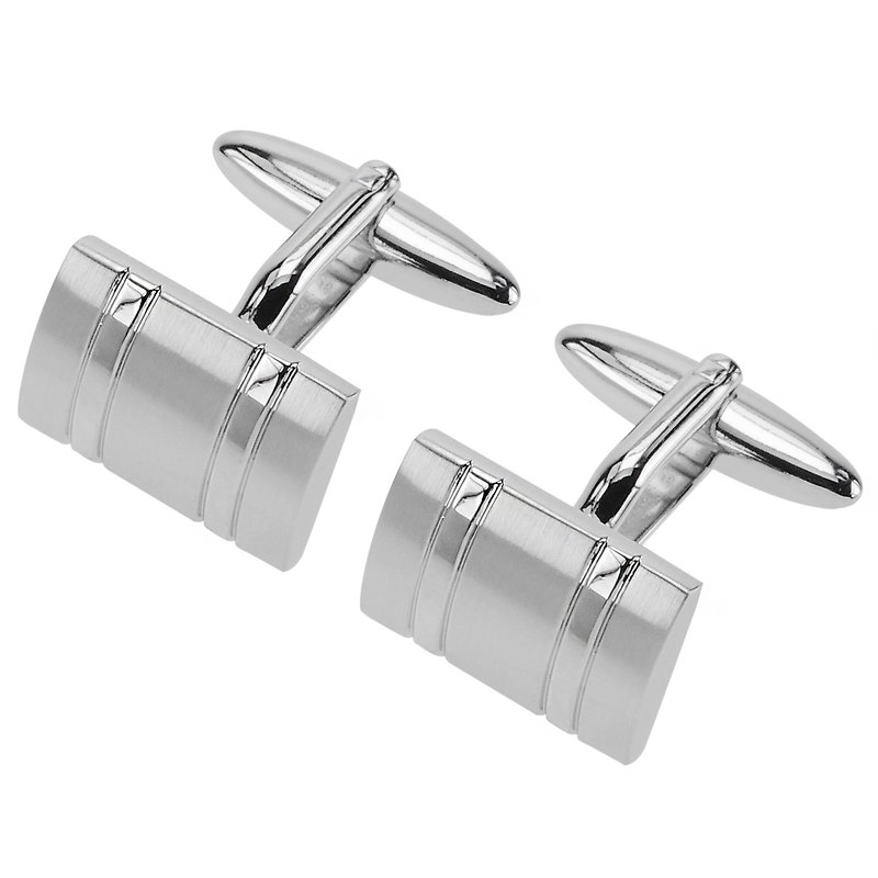 Classic Curved Silver Two Tone Cufflinks - Cuff Links - Other Metals Silver