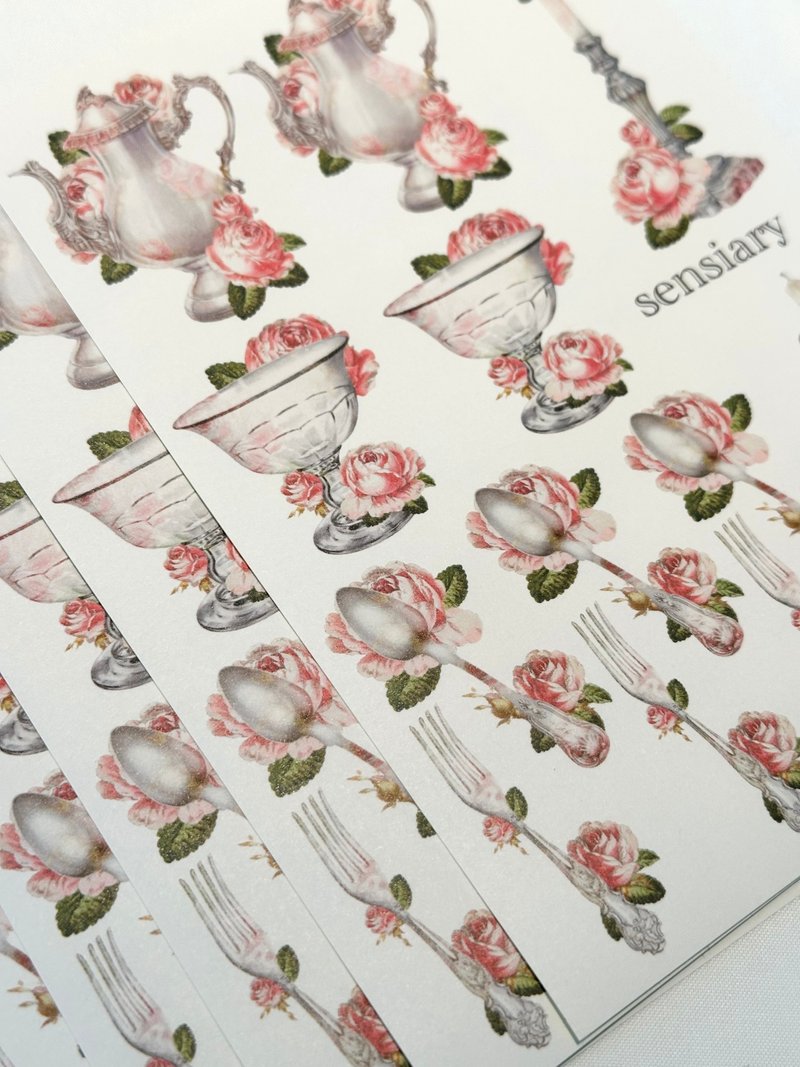 sensiary Pink vintage medieval European stickers 5p - 卡片/明信片 - 紙 