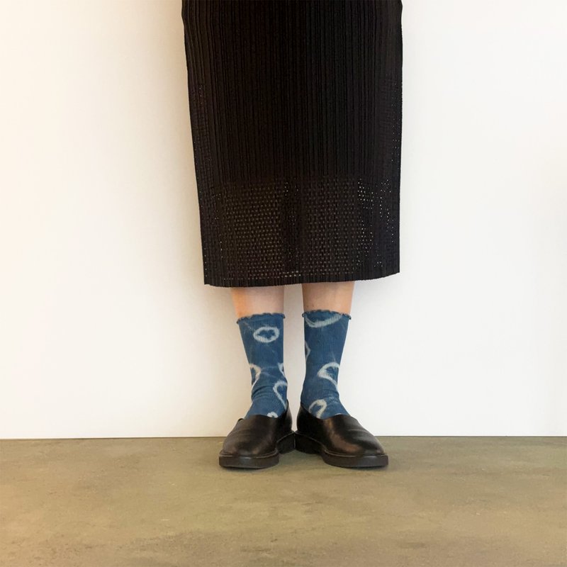 日本製造 靛藍染色 JAPANBLUE INDIGO DYED SOCKS 褶邊 #6 - 襪子 - 其他人造纖維 