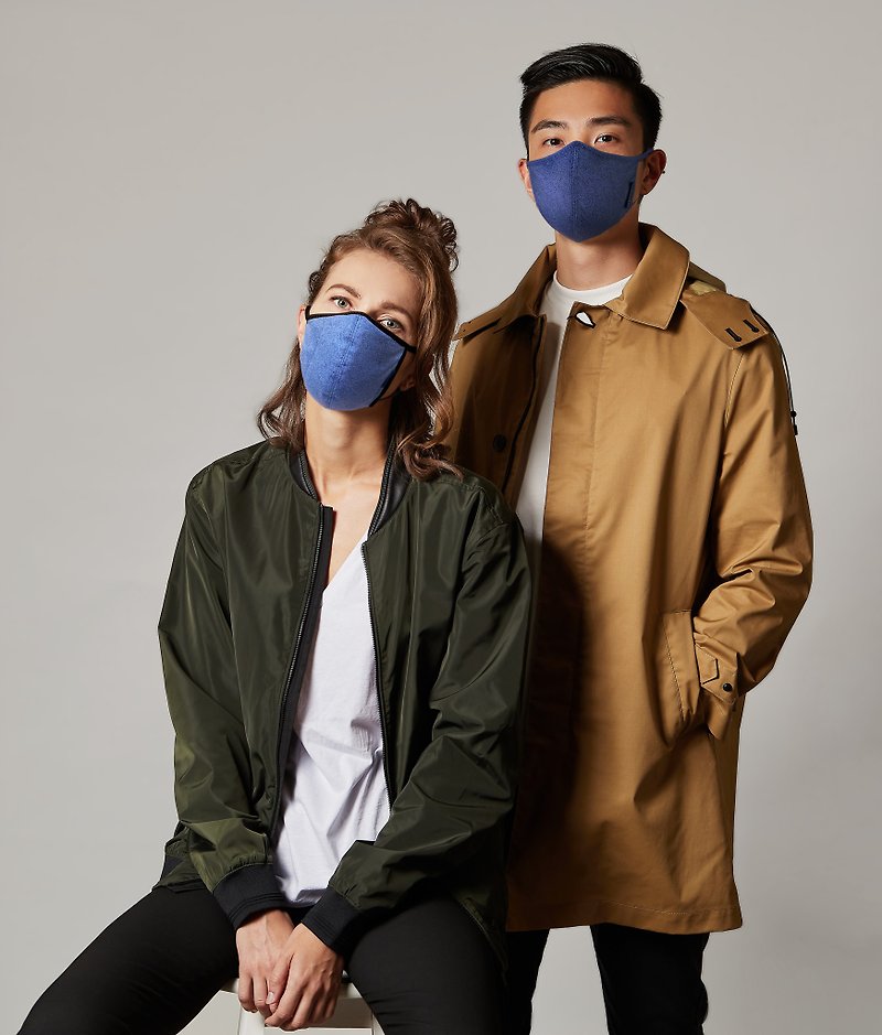 Hong Kong MasKolor Chic Denim Deep Deep Denim Machine Washable Antibacterial Mask - Face Masks - Other Man-Made Fibers Blue