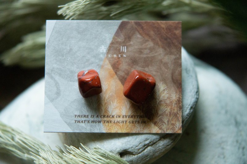 CRACK | 礦物系耳環 |  EARRINGS - 耳環/耳夾/耳骨夾 - 玉石 紅色