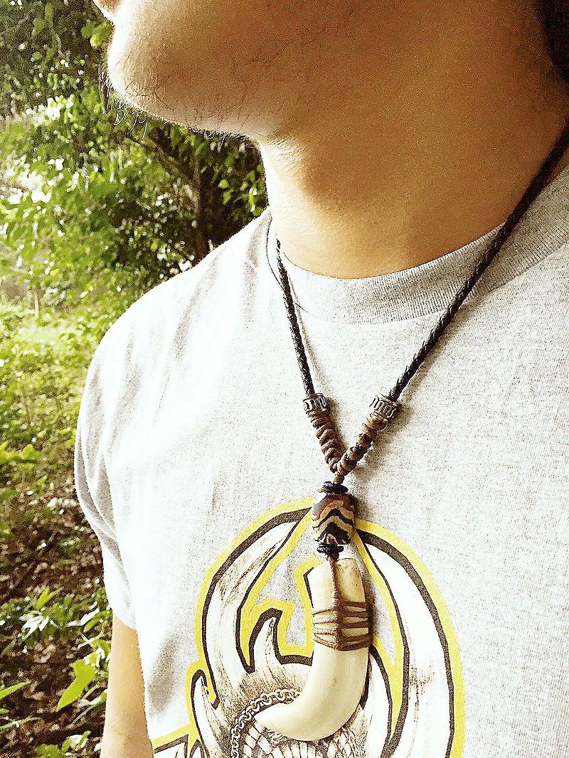 Limited. Brother is so handsome!! Boar True Tooth Necklace - Necklaces - Other Materials Brown