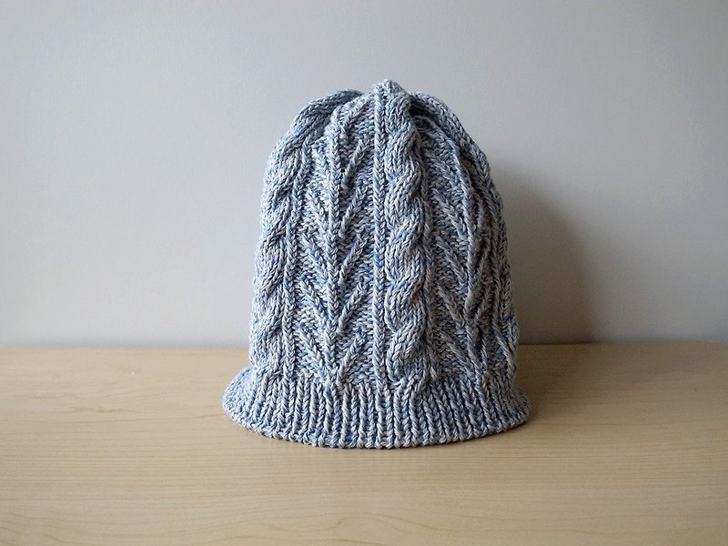 Flexible supima cotton knit cap · blue gray - หมวก - ผ้าฝ้าย/ผ้าลินิน สีน้ำเงิน