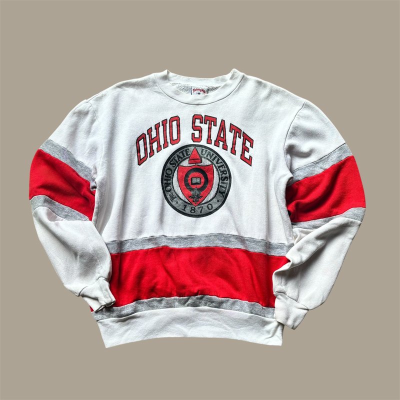 美國古著OHIO STATE 大學T sweatshirt - 帽T/大學T - 棉．麻 多色