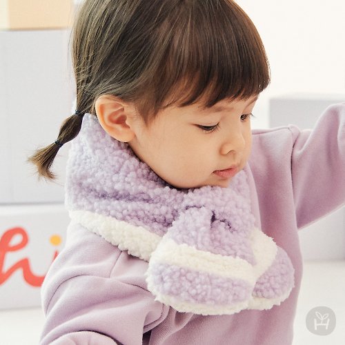 日安朵朵 Happy Prince 韓國製 Porin淺紫雪絨內裡嬰兒童圍巾