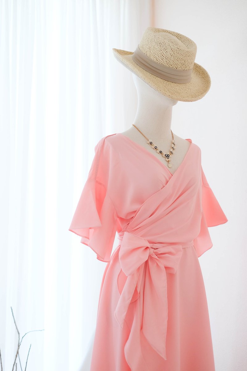 Baby pink dress pink Bridesmaid dress Bridesmaid Robe Sundress Summer dress - 連身裙 - 聚酯纖維 粉紅色