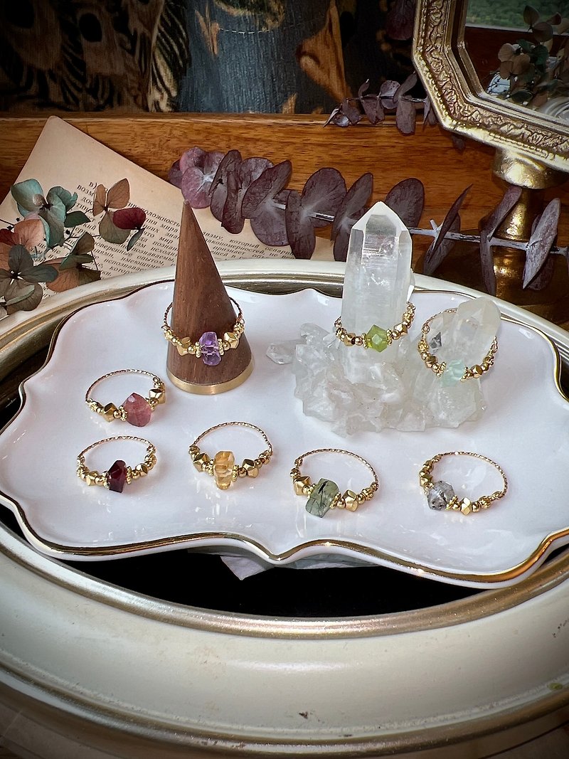 -Incomparable - Natural Crystal Ring/ Bronze Ring - General Rings - Semi-Precious Stones Multicolor
