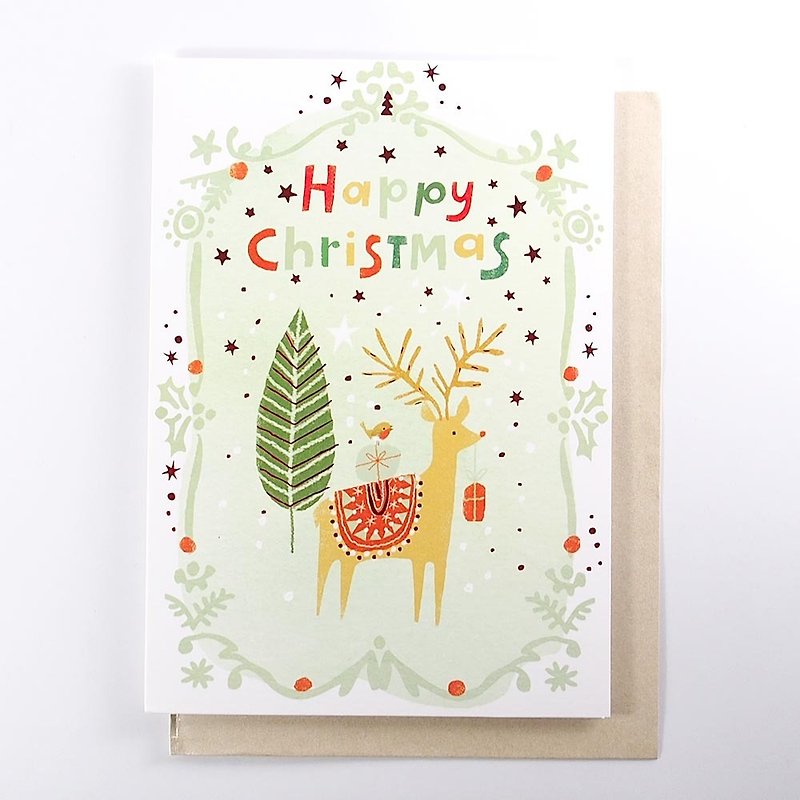 Elk with sparrows to send gifts to Christmas cards [Ling Design-card Christmas series] - Cards & Postcards - Paper Multicolor