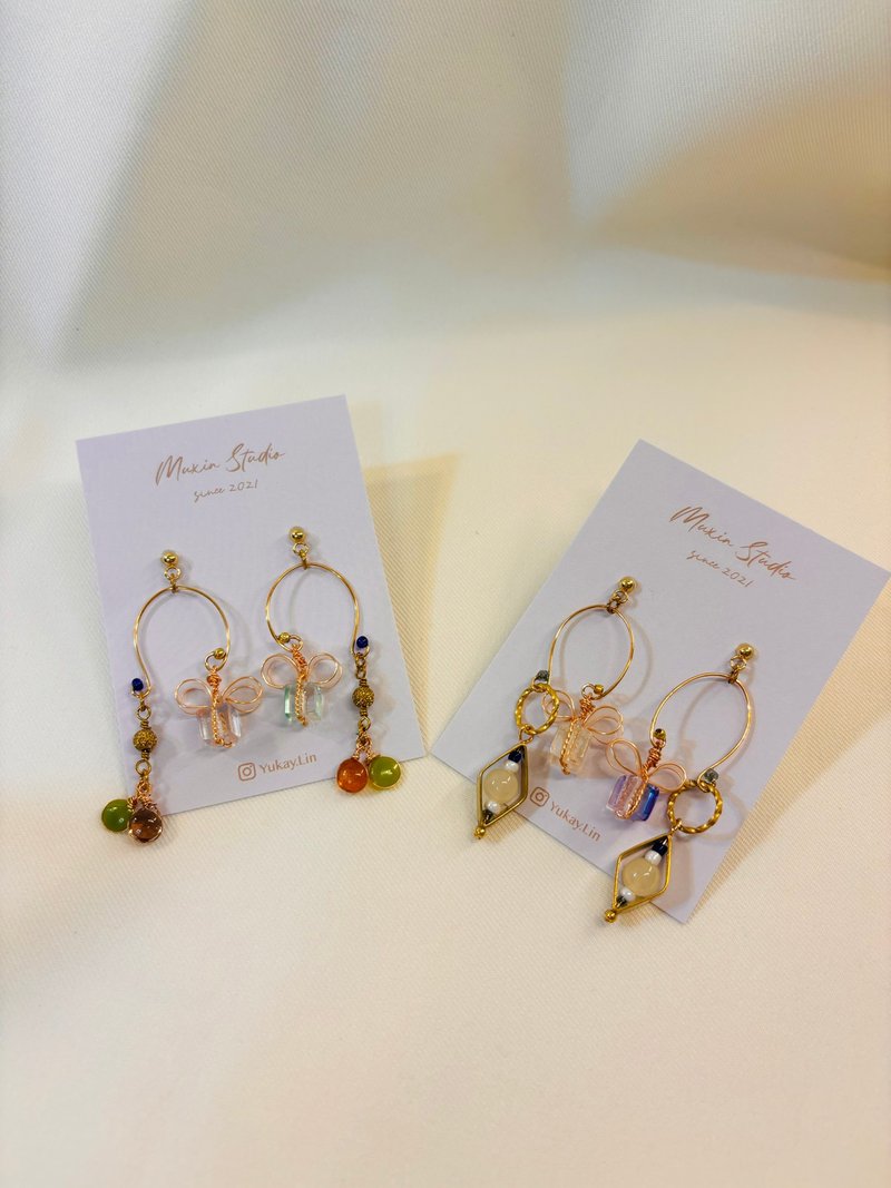 Transparent Blessing・Knot Earring - ต่างหู - วัสดุอื่นๆ 