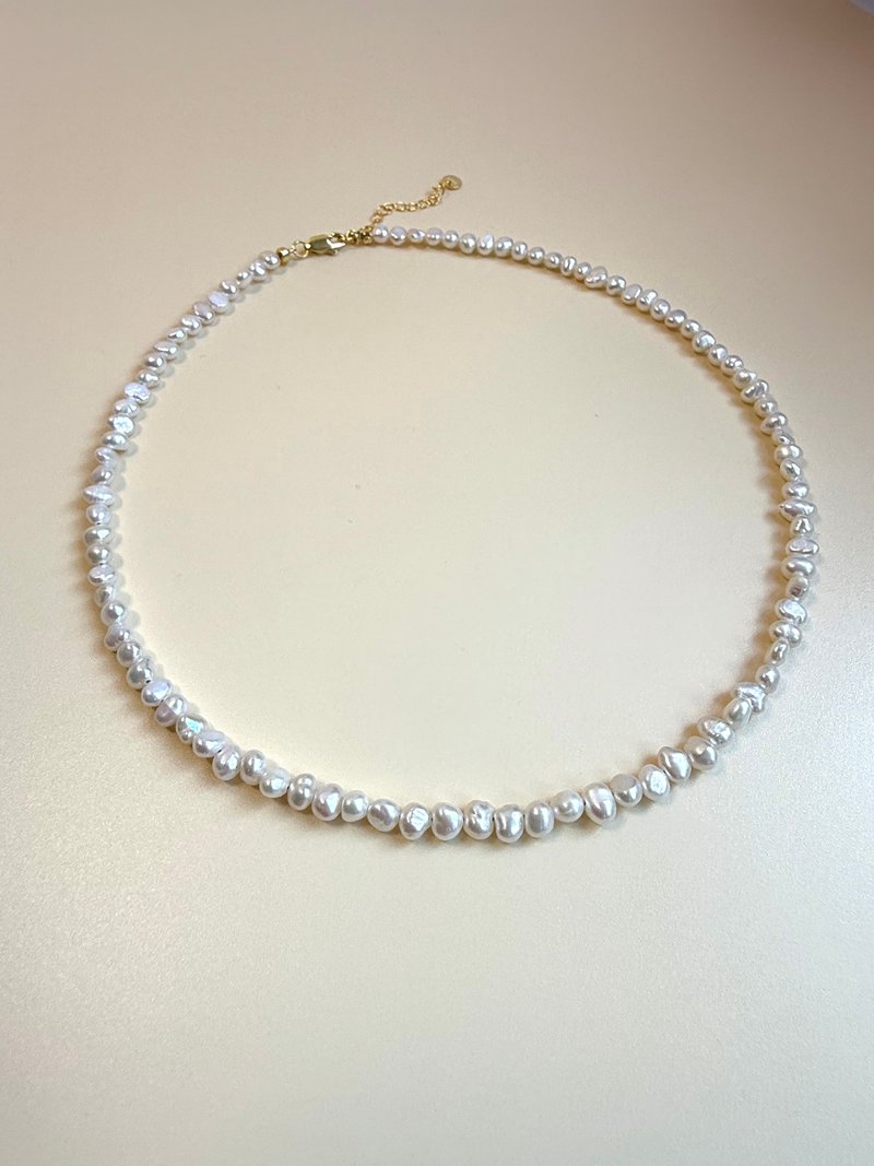 極光幻彩 天然淡水珍珠頸鏈 - 項鍊 - 珍珠 白色