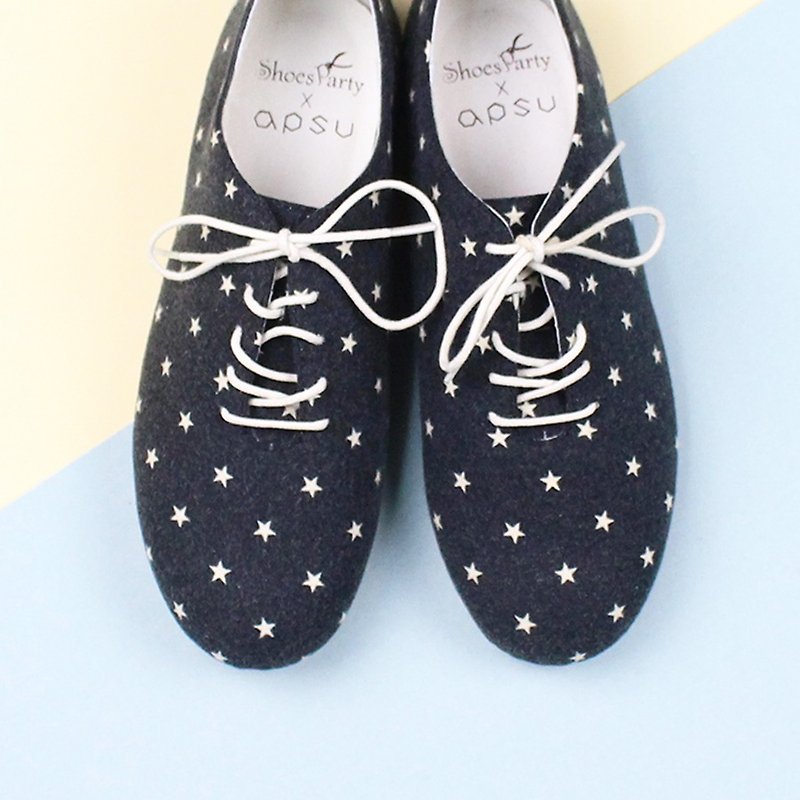 [24.5] spot stars I know Star tie soft slippers / handmade custom / Japan fabric - รองเท้าลำลองผู้หญิง - ผ้าฝ้าย/ผ้าลินิน 