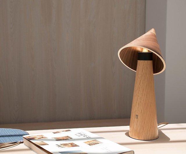 Qianqian Mushroom Wooden Bedside Lamp, Small Bedside Touch Table Lamps