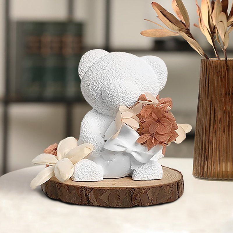 [艸踸 Floral Art] Healing Diffusing Stone Gift Box-Bouquet Bear (with Fragrance Oil)/Christmas Gift - น้ำหอม - พืช/ดอกไม้ 