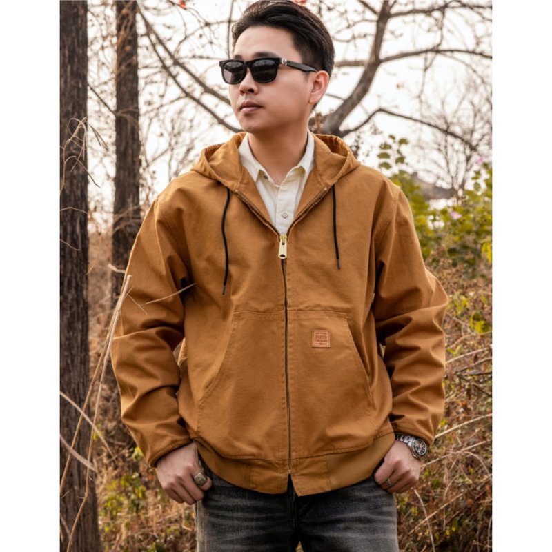 工裝連帽外套 美式夾克 工裝夾克 帆布 七色 J08 Detroit Jacket - 男夾克/外套 - 棉．麻 灰色