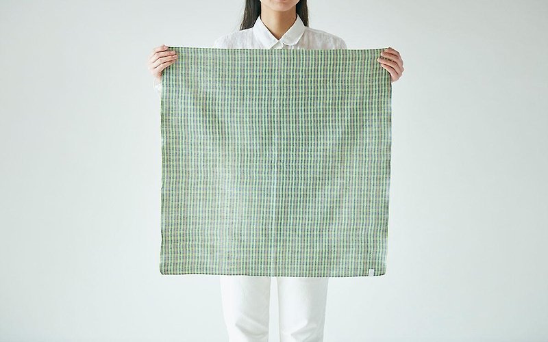 Linen cotton dyed check squared cloth green × blue - อื่นๆ - ผ้าฝ้าย/ผ้าลินิน สีเขียว