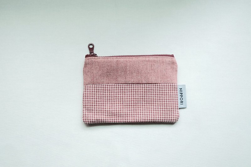 Coin purse 【Han Honghua からくれない】 - กระเป๋าใส่เหรียญ - ผ้าฝ้าย/ผ้าลินิน สีแดง