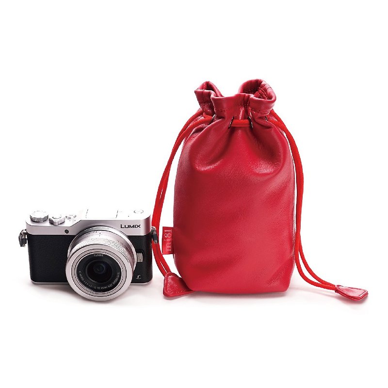 Camera sheep skin pouch (Dark Pink) - กระเป๋ากล้อง - หนังแท้ สีแดง