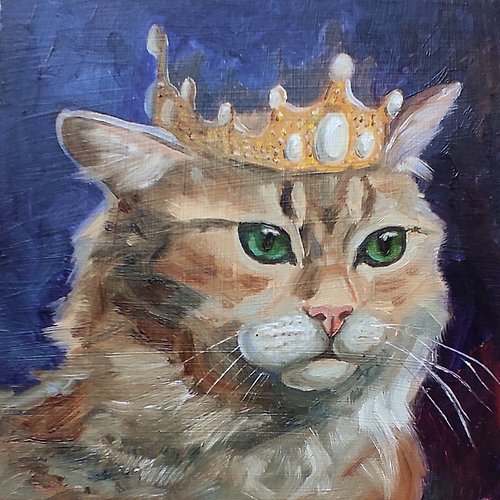 AlbinaBeadArt Cat painting Orange cat artwork original oil art pet portrate