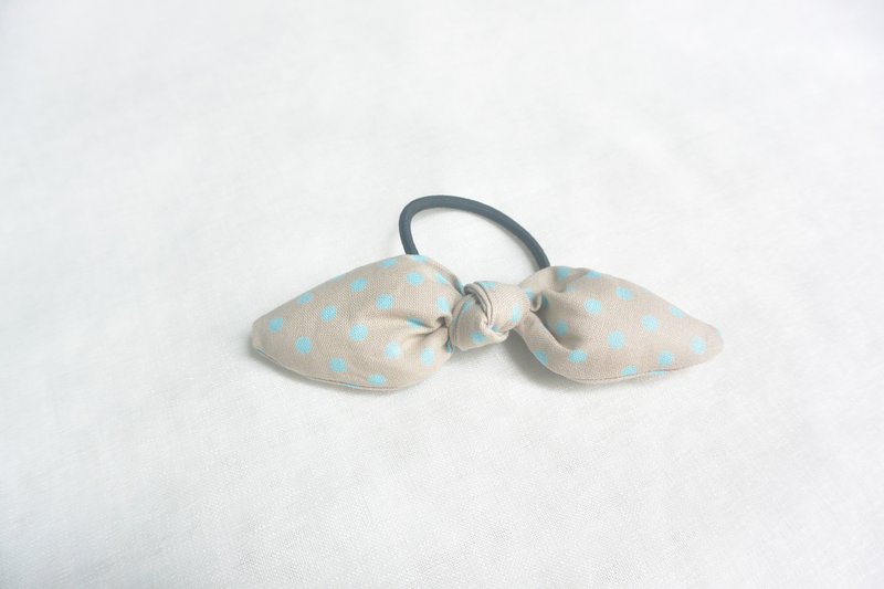 ผ้าฝ้าย/ผ้าลินิน เครื่องประดับผม สีเทา - Bow Hair Tie-Grey Blue Water Jade