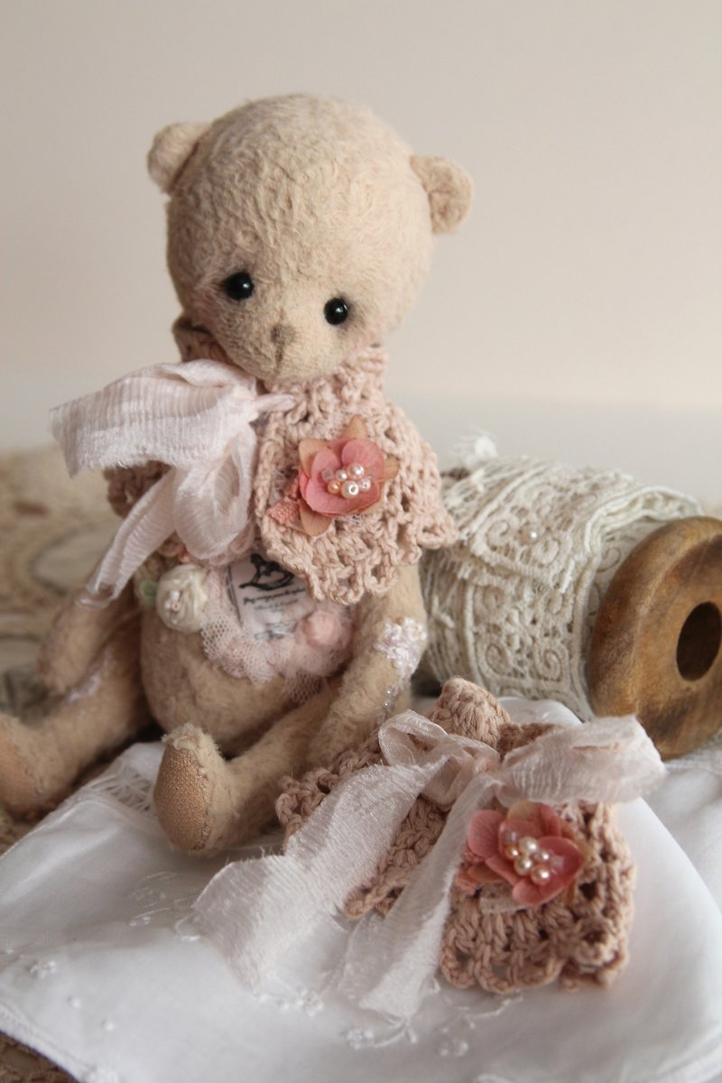 泰迪熊 泰迪熊頭飾 小娃飾物 娃娃頭飾 Blythe Blythe頭飾 手作熊頭飾 公仔頭飾 娃娃小飾物 - 公仔模型 - 棉．麻 粉紅色