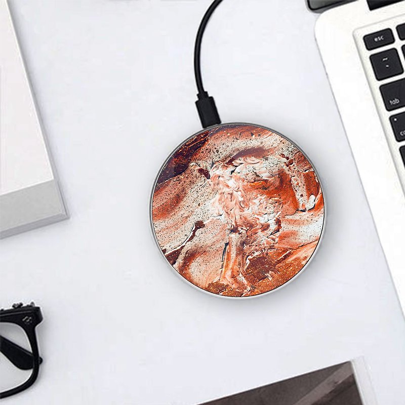 15W Volcano Marble Texture Wireless Phone Qi Charger compatible with many phones - Phone Charger Accessories - Other Metals Orange