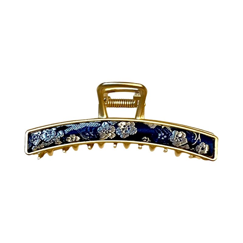 靛花大抓夾 織錦緞 鯊魚夾 香蕉夾 髮束 布藝 - 髮夾/髮圈 - 絲．絹 