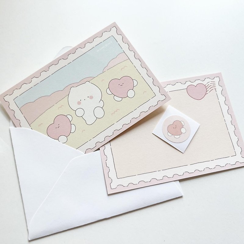 니모니 미니 엽서 카드 세트(하트) - 心意卡/卡片 - 紙 多色