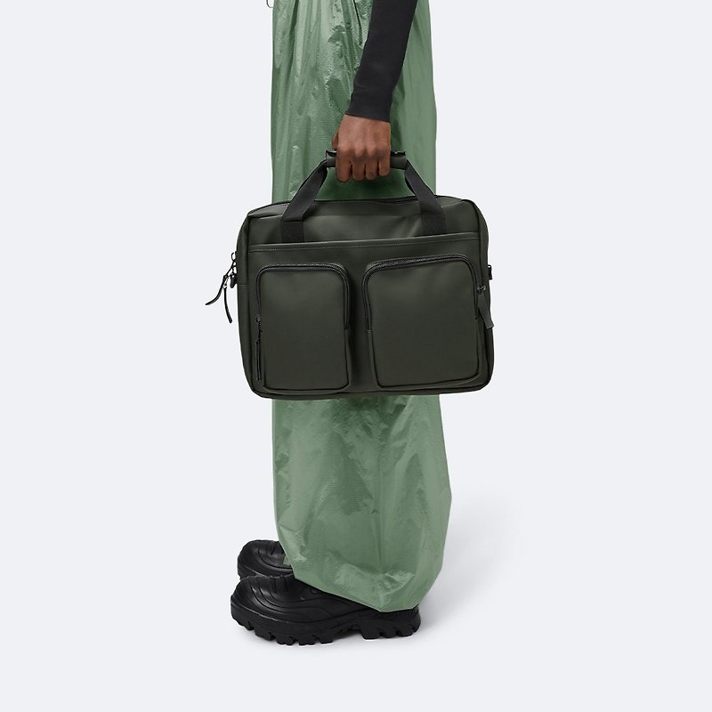 [Denmark RAINS] Texel Tech Bag W3 waterproof multifunctional technology handbag - กระเป๋าถือ - วัสดุอื่นๆ สีเขียว