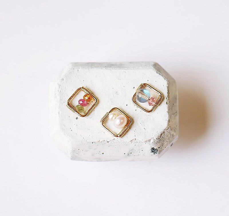 迷你框景 客製多種寶石框畫 14K GF項鍊 送禮 天然石 輕珠寶 - 項鍊 - 寶石 多色