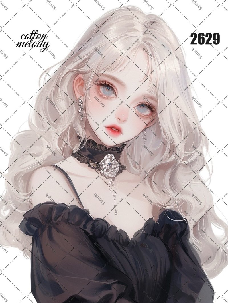 original sticker no.2629 人物ステッカー オリジナルステッカー オリジナル人物ステッカー 装飾ステッカー cotton melody - 貼紙 - 紙 
