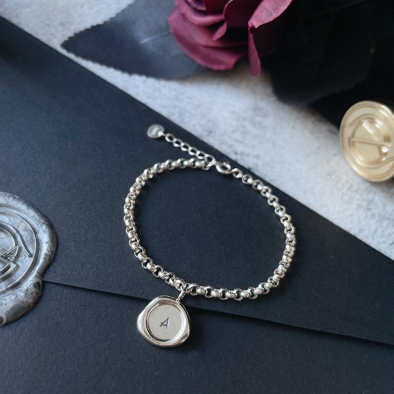 Lucky letters • 925 sterling silver bracelet • Lucky bracelet • Sealing Wax • Customization - Bracelets - Sterling Silver Silver