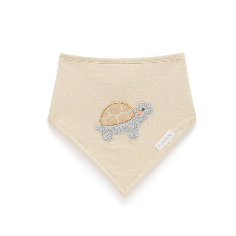 澳洲Purebaby有機棉 嬰兒領巾圍兜/口水巾 杏色海龜 - 圍兜/口水巾 - 棉．麻 