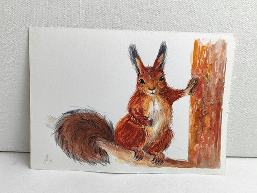 【原画】『ガンフリック』（絵画　パステル画　リス　動物画） 原画】『ガンフリック』（絵画パステル画リス動物画）