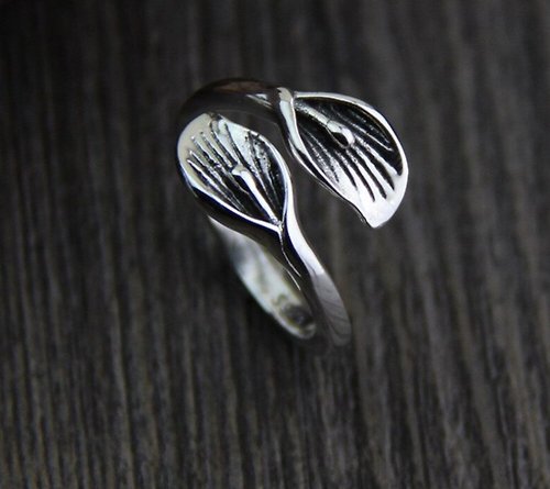 garyjewelry Real S925 Sterling Thai Silver Calla Lily Flower Rings for Women Ethnic Handmade