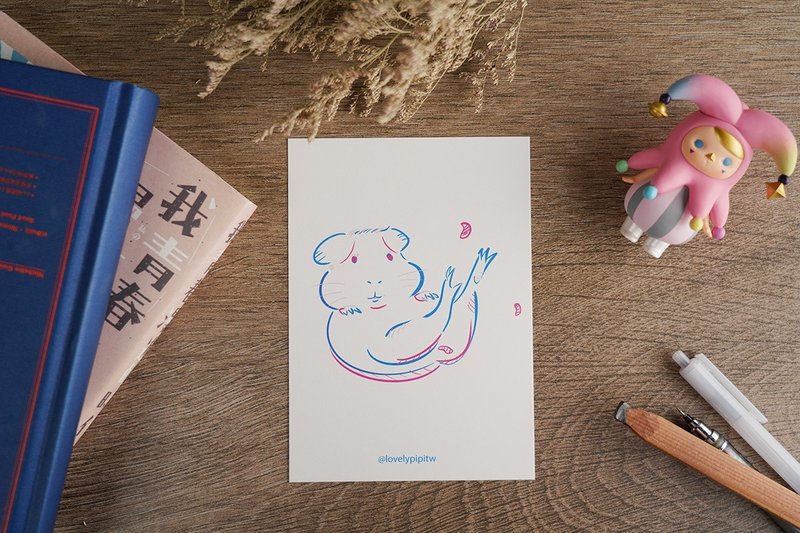 Lovely Planet Guinea Pig Postcard l Minimalist Everyday Series - การ์ด/โปสการ์ด - กระดาษ ขาว