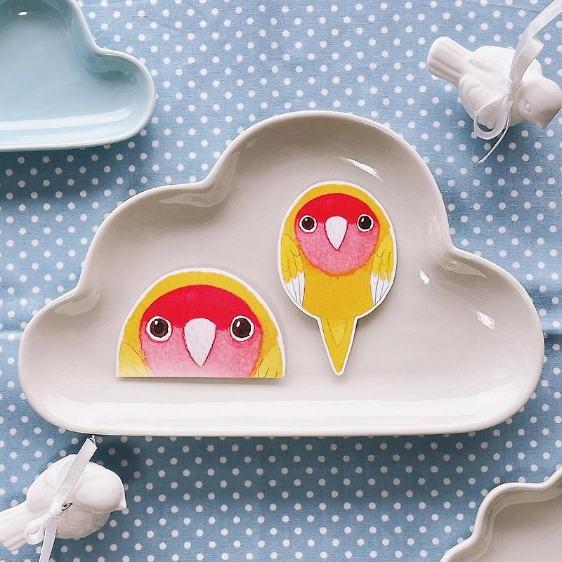 Rolia's Handmade Love Bird Peach Face Yellow Parrot Waterproof Sticker - Stickers - Paper Multicolor