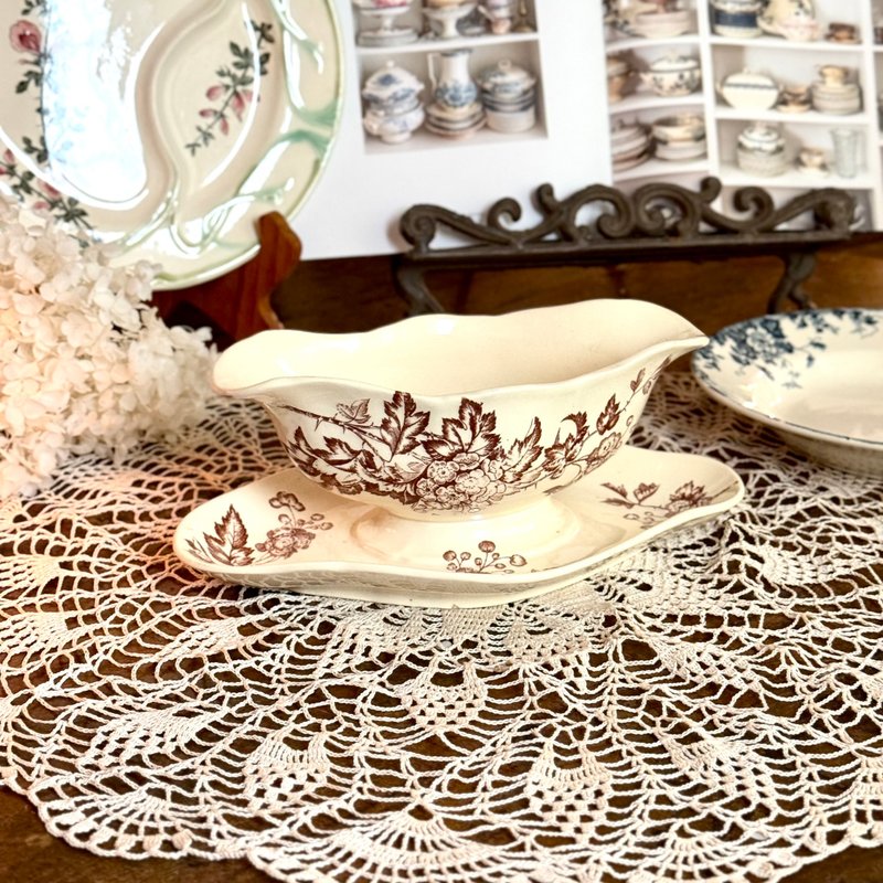 50362 - 希少なフランス製 19世紀 ロンシャン ソースボート - 皿・プレート - 磁器 