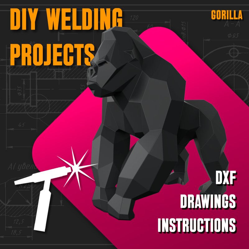 Welding Project Plans Drawings Gorilla (DXF, PDF) - 圖文模板設計 - 其他材質 