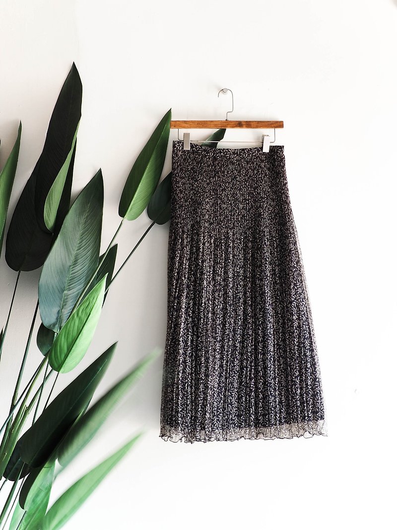 River Water Mountain - Hiroshima gauze gold rice earrings afternoon and antique spinning yarn straight double-layer dress - Skirts - Polyester Black