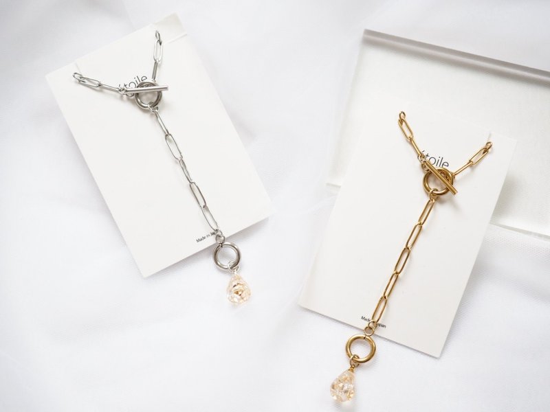 Swarovskiドロップネックレス　SDN-05 - ネックレス - レジン ゴールド